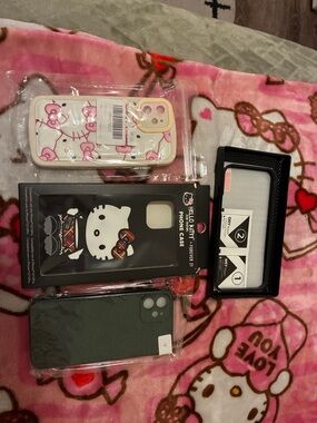 Hello Kitty Pink, White & Dark Green Phone Case Bundle